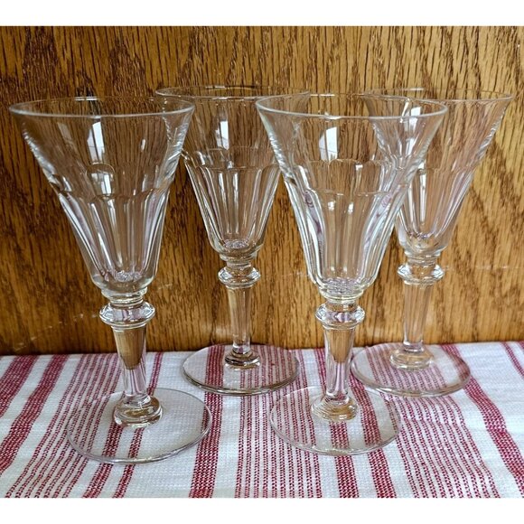 4 Vintage Cut Crystal Cordial Glasses 4.25" elegant faceted home bar 2oz designe - Picture 2 of 8